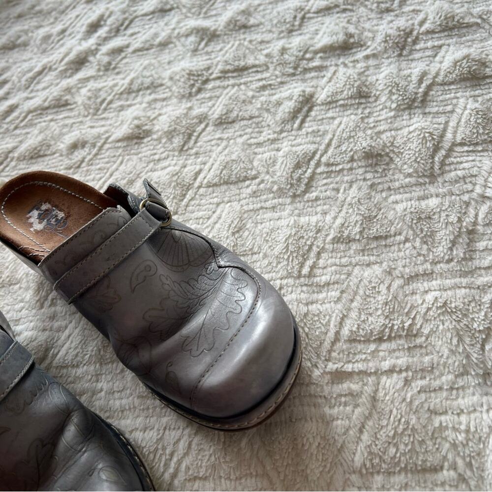 Indigo by Clarks Light Blue Leather Heeled Clogs - Picture 3 of 14